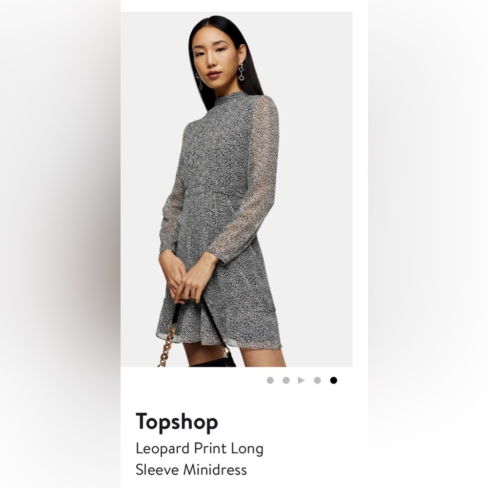 TopShop Leopard Print Long sheer Sleeve Mini Dress 6 Nordstrom open back